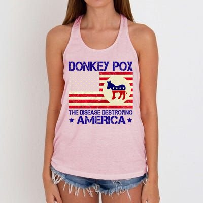 Donkey Pox The Disease Destroying America Funny Anti Biden Women's Knotted Racerback Tank