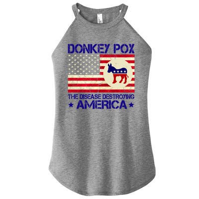 Donkey Pox The Disease Destroying America Funny Anti Biden Women's Perfect Tri Rocker Tank