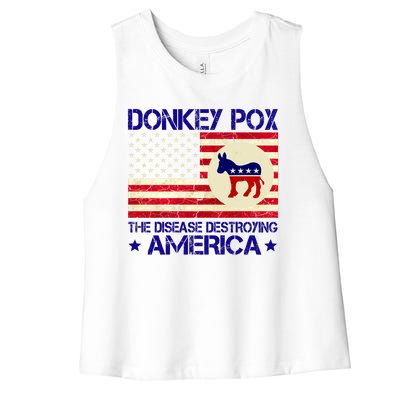 Donkey Pox The Disease Destroying America Funny Anti Biden Women's Racerback Cropped Tank