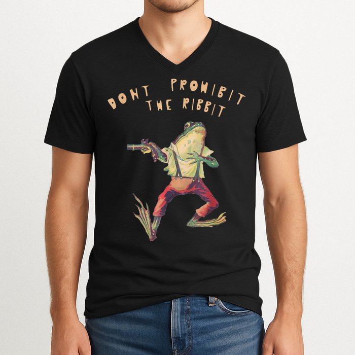 Don't Prohibit The Ribbit Frog V-Neck T-Shirt