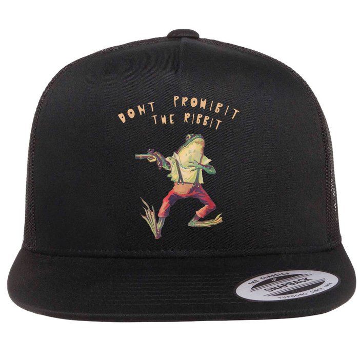 Don't Prohibit The Ribbit Frog Flat Bill Trucker Hat
