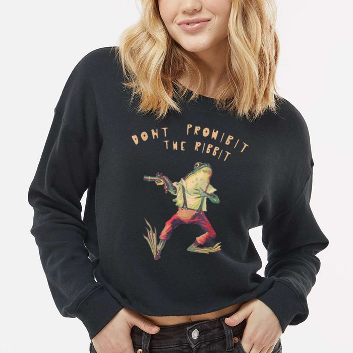 Don't Prohibit The Ribbit Frog Cropped Pullover Crew