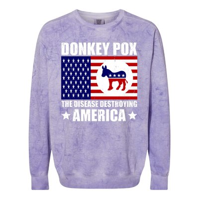 Donkey Pox The Disease Destroying America Vintage USA Funny Colorblast Crewneck Sweatshirt