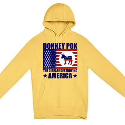 Donkey Pox The Disease Destroying America Vintage USA Funny Premium Pullover Hoodie