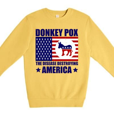 Donkey Pox The Disease Destroying America Vintage USA Funny Premium Crewneck Sweatshirt