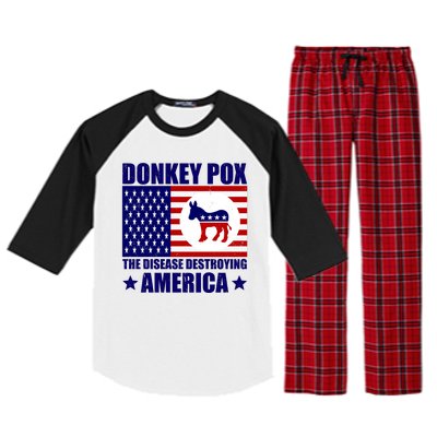 Donkey Pox The Disease Destroying America Vintage USA Funny Raglan Sleeve Pajama Set