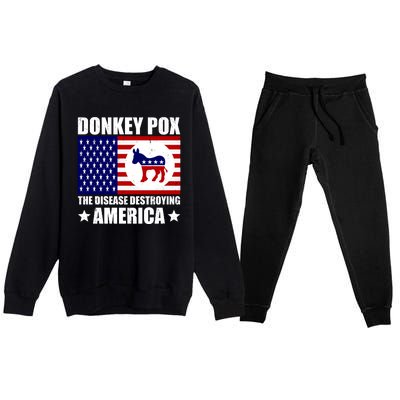 Donkey Pox The Disease Destroying America Vintage USA Funny Premium Crewneck Sweatsuit Set