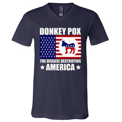 Donkey Pox The Disease Destroying America Vintage USA Funny V-Neck T-Shirt