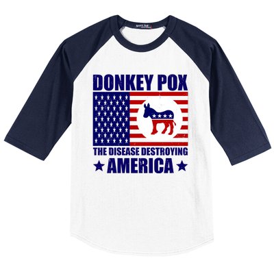 Donkey Pox The Disease Destroying America Vintage USA Funny Baseball Sleeve Shirt