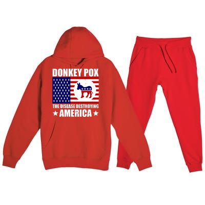 Donkey Pox The Disease Destroying America Vintage USA Funny Premium Hooded Sweatsuit Set