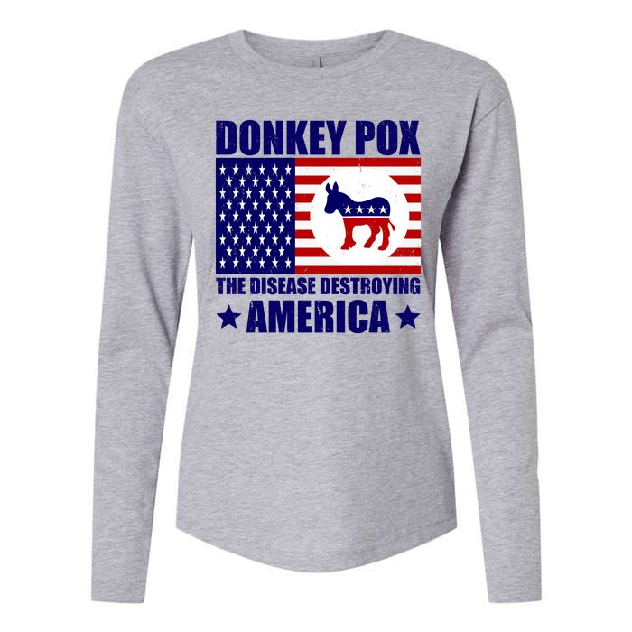 Donkey Pox The Disease Destroying America Vintage USA Funny Womens Cotton Relaxed Long Sleeve T-Shirt