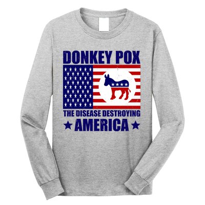 Donkey Pox The Disease Destroying America Vintage USA Funny Long Sleeve Shirt