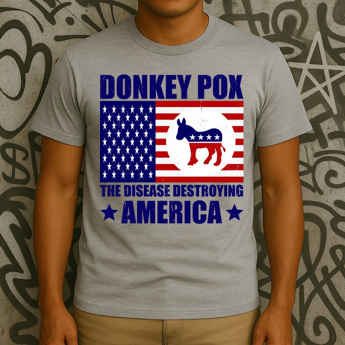 Donkey Pox The Disease Destroying America Vintage USA Funny T-Shirt