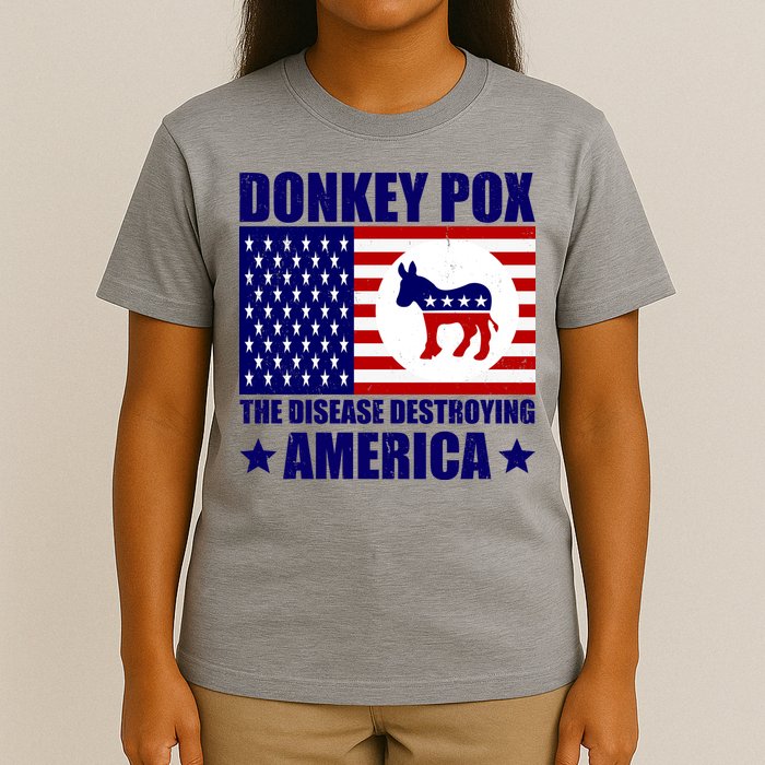 Donkey Pox The Disease Destroying America Vintage USA Funny T-Shirt