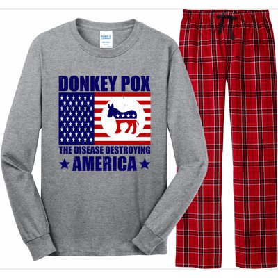 Donkey Pox The Disease Destroying America Vintage USA Funny Long Sleeve Pajama Set