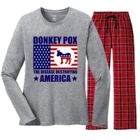 Donkey Pox The Disease Destroying America Vintage USA Funny Women's Long Sleeve Flannel Pajama Set 