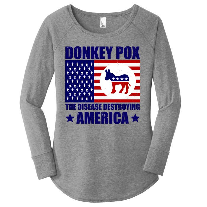 Donkey Pox The Disease Destroying America Vintage USA Funny Women's Perfect Tri Tunic Long Sleeve Shirt