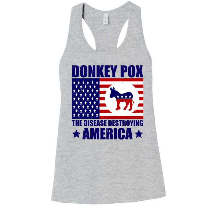 Donkey Pox The Disease Destroying America Vintage USA Funny Women's Racerback Tank