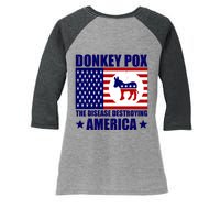 Donkey Pox The Disease Destroying America Vintage USA Funny Women's Tri-Blend 3/4-Sleeve Raglan Shirt