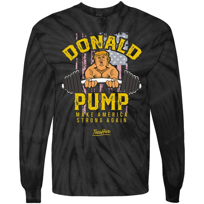 Donald Pump Trump Gym Trump Workout Trump Tie-Dye Long Sleeve Shirt