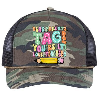 Dear Parents Tag YouRe It Love Teachers 2 Sided Retro Rope Trucker Hat Cap