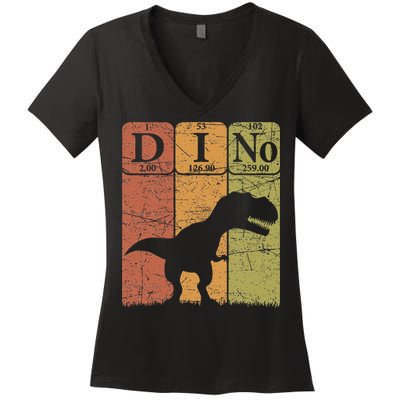 Dinosaur Periodic Table Elements T Rex Dino Paleontologist Women's V-Neck T-Shirt