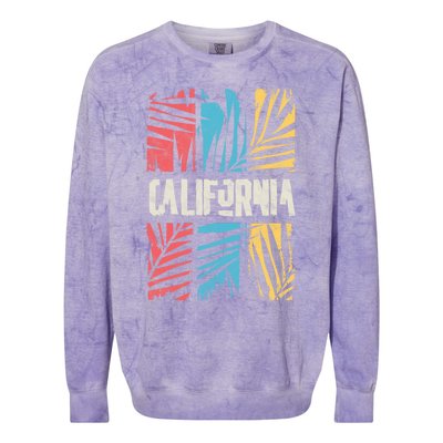 Distressed Palm Tree Beach Dreaming Of California Gift Colorblast Crewneck Sweatshirt