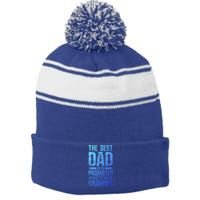 Dad Promoted To Grandpa With Dad Grandpa Funny Gift Stripe Pom Pom Beanie