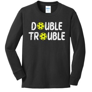 Double Pickleball Trouble Pickle Ball Matching Kids Long Sleeve Shirt