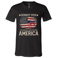 Donkey Pox The Disease Destroying America Funny Donkeypox V-Neck T-Shirt