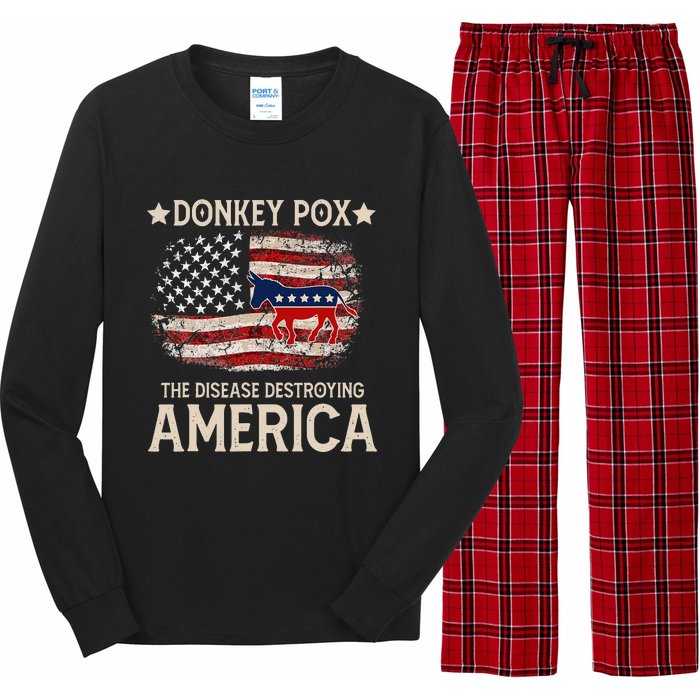 Donkey Pox The Disease Destroying America Funny Donkeypox Long Sleeve Pajama Set