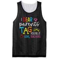 Dear Parents Tag Youre It Love Teacher Rainbow Funny Teacher Mesh Reversible Basketball Jersey Tank