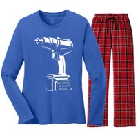 Don't Panic This Is Just A Drill Funny Tool Diy Meaningful Gift Women's Long Sleeve Flannel Pajama Set 