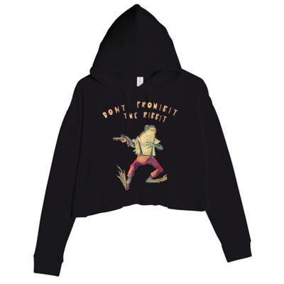 Don't Prohibit The Ribbit Frog Groovy Crop Fleece Hoodie