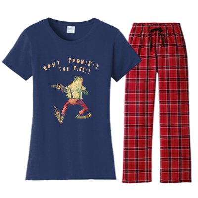 Don't Prohibit The Ribbit Frog Groovy Women's Flannel Pajama Set