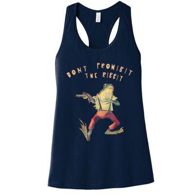 Don't Prohibit The Ribbit Frog Groovy Women's Racerback Tank