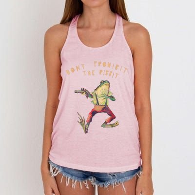 Don't Prohibit The Ribbit Frog Groovy Women's Knotted Racerback Tank