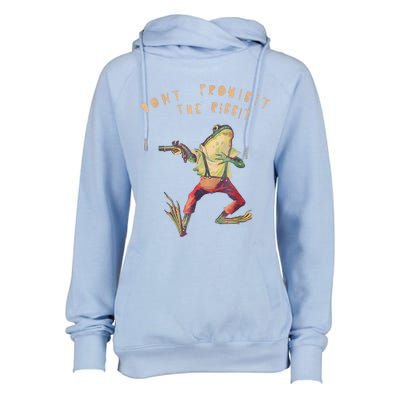 Don't Prohibit The Ribbit Frog Groovy Womens Funnel Neck Pullover Hood