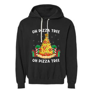 Delicious Pizza Tree Xmas Gift Festive Christmas Decoration Garment-Dyed Fleece Hoodie