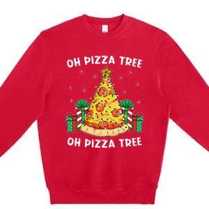 Delicious Pizza Tree Xmas Gift Festive Christmas Decoration Premium Crewneck Sweatshirt