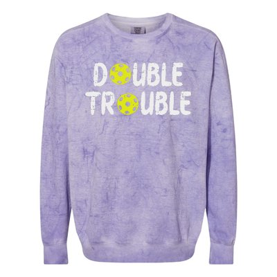 Double Pickleball Trouble Pickle Ball Matching Colorblast Crewneck Sweatshirt