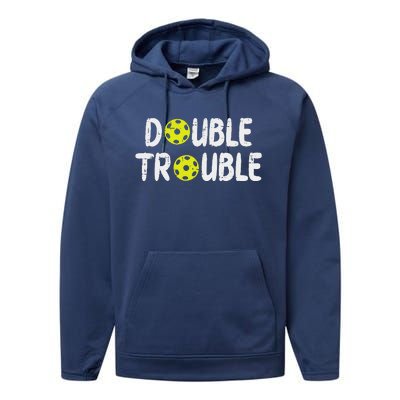 Double Pickleball Trouble Pickle Ball Matching Performance Fleece Hoodie