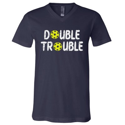 Double Pickleball Trouble Pickle Ball Matching V-Neck T-Shirt