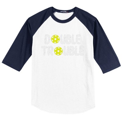 Double Pickleball Trouble Pickle Ball Matching Baseball Sleeve Shirt