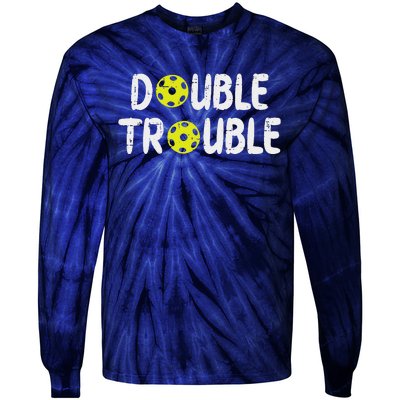 Double Pickleball Trouble Pickle Ball Matching Tie-Dye Long Sleeve Shirt