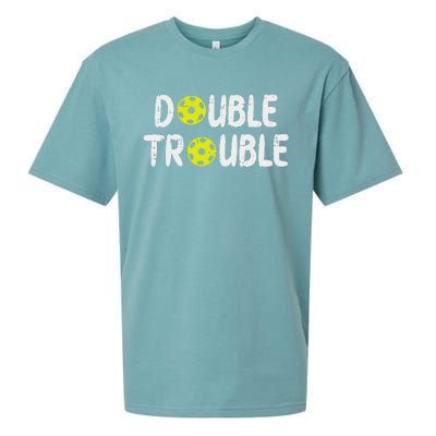 Double Pickleball Trouble Pickle Ball Matching Sueded Cloud Jersey T-Shirt