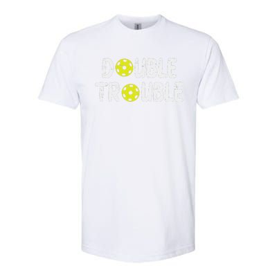 Double Pickleball Trouble Pickle Ball Matching Softstyle CVC T-Shirt