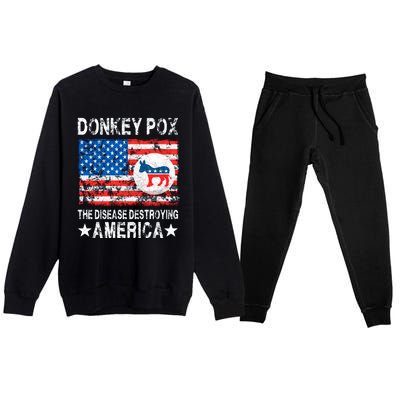 Donkey Pox The Disease Destroying America Vintage Look Premium Crewneck Sweatsuit Set