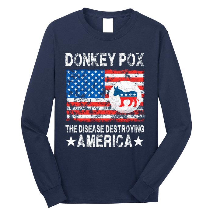 Donkey Pox The Disease Destroying America Vintage Look Long Sleeve Shirt