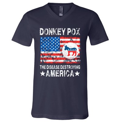 Donkey Pox The Disease Destroying America Vintage Look V-Neck T-Shirt